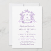 Classic Wisteria Floral Crest Wedding All in One 招待状 (正面)