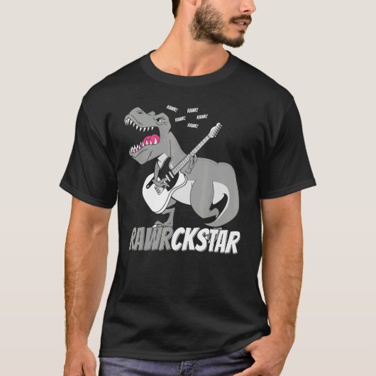 Classic Witty Pun Dinosaur Rockstar Punk Lifestyl Tシャツ (正面)