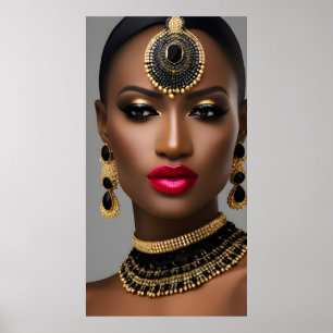 Classic women Fashion African gold Black jewellery ポスター