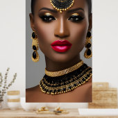 Classic women Fashion African gold Black jewellery ポスター (キッチン)