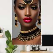 Classic women Fashion African gold Black jewellery ポスター (ホームオフィス)
