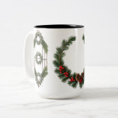 Classic Woodland Wreath Two-Tone Mug – Rustic ツートーンマグカップ (正面左)