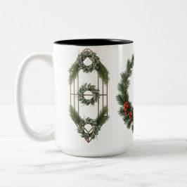 Classic Woodland Wreath Two-Tone Mug – Rustic ツートーンマグカップ