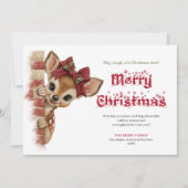 Classic Xmas baby fawn peeking forest greeting   シーズンカード (正面)