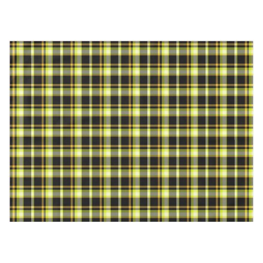 Classic Yellow Black Plaid Pattern Retro Tartan テーブルクロス (正面(横))
