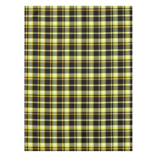 Classic Yellow Black Plaid Pattern Retro Tartan  テーブルクロス (正面)