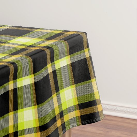 Classic Yellow Black Plaid Pattern Retro Tartan テーブルクロス (インサイチュ)