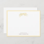Classic Yellow Bow Nursery Note Card – Personalize ノートカード (正面/裏面)