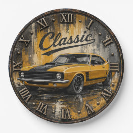 Classic Yellow Muscle Car Vintage American Muscle ペーパープレート