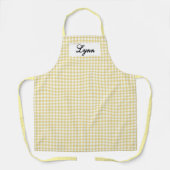 Classic Yellow & White Gingham | Personalized Name エプロン (正面)