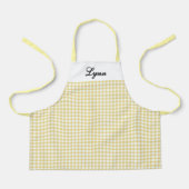 Classic Yellow & White Gingham | Personalized Name エプロン (正面)