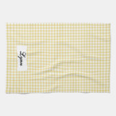 Classic Yellow & White Gingham | Personalized Name キッチンタオル (横)