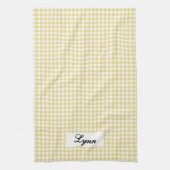 Classic Yellow & White Gingham | Personalized Name キッチンタオル (縦)