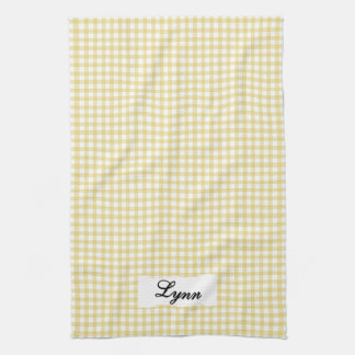 Classic Yellow & White Gingham | Personalized Name キッチンタオル