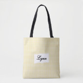 Classic Yellow & White Gingham | Personalized Name トートバッグ (正面)