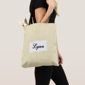Classic Yellow & White Gingham | Personalized Name トートバッグ (クローズアップ)