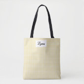 Classic Yellow & White Gingham | Personalized Name トートバッグ (正面)