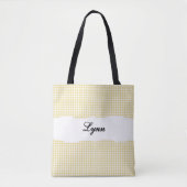 Classic Yellow & White Gingham | Personalized Name トートバッグ (正面)