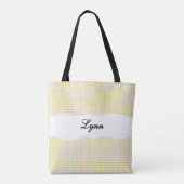 Classic Yellow & White Gingham | Personalized Name トートバッグ (裏面)