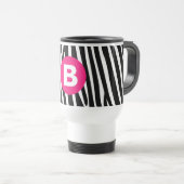 Classic Zebra Stripes Bight Pink Monogram トラベルマグ (正面右)