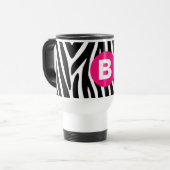 Classic Zebra Stripes Bight Pink Monogram トラベルマグ (正面左)