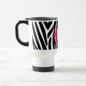 Classic Zebra Stripes Bight Pink Monogram トラベルマグ (左)