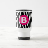 Classic Zebra Stripes Bight Pink Monogram トラベルマグ (中央)