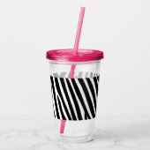 Classic Zebra Stripes Bright Pink Monogram アクリルタンブラー (裏面)
