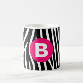 Classic Zebra Stripes Bright Pink Monogram コーヒーマグカップ (中央)