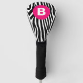 Classic Zebra Stripes Bright Pink Monogram ゴルフヘッドカバー (正面)