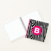 Classic Zebra Stripes Bright Pink Monogram ノートブック (内部)