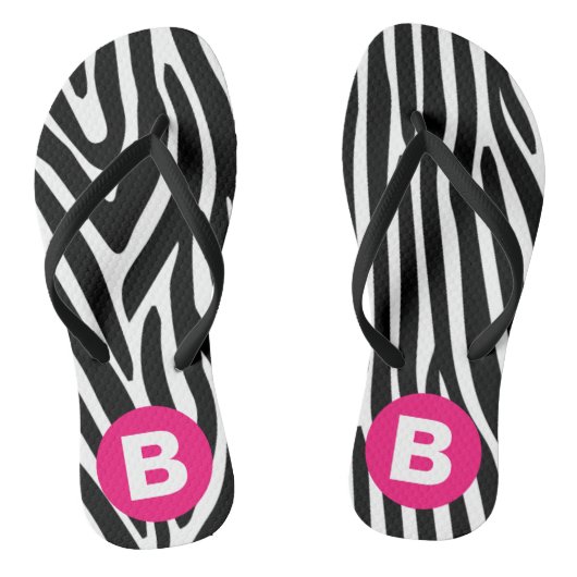 Classic Zebra Stripes Bright Pink Monogram ビーチサンダル (ソール)