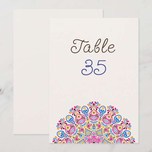 Classical Art Deco Mandala Wedding Table Number 招待状 (正面/裏面)