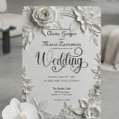 Classical Baroque White Rose Ornate Formal 招待状