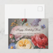 Classical Birthday Design for Mom with Bouquet ポストカード (正面/裏面)