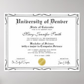 Classical Black White School Certificate Diploma ポスター (正面)