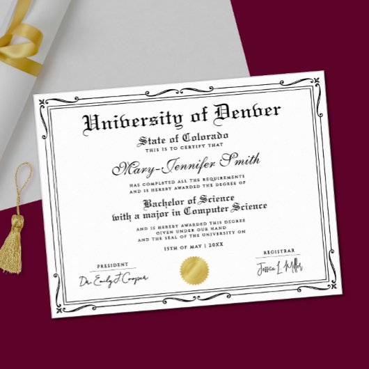 Classical Black White School Certificate Diploma ポスター