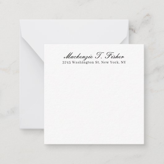 Classical Calligraphy Elegant Plain Black & White ノートカード (正面)