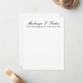 Classical Calligraphy Elegant Plain Black & White ノートカード (正面/裏面インサイチュ)