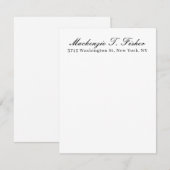 Classical Calligraphy Elegant Plain Black & White ノートカード (正面/裏面)