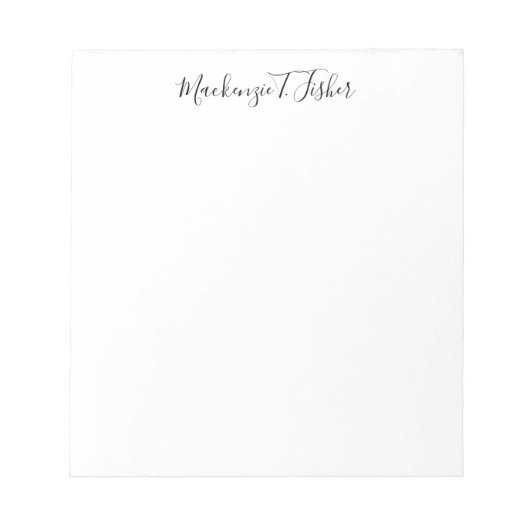 Classical Calligraphy Elegant Plain Black & White ノートパッド (正面)