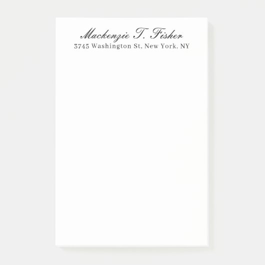 Classical Calligraphy Elegant Plain Black & White ポストイット (正面)