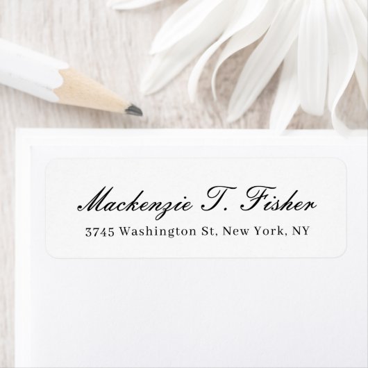 Classical Calligraphy Elegant Plain Black & White ラベル (インサイチュ)