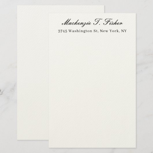 Classical Calligraphy Elegant Plain Black & White 便箋 (正面/裏面)