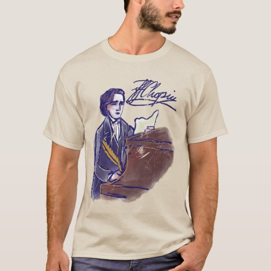 Classical Composer Chopin Piano Art Vintage  Tシャツ (正面)
