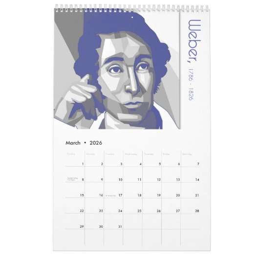 Classical Composers Calendar/Komponisten Kalender カレンダー (3月 2026)