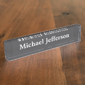 Classical Creative Trendy Dark Grey & White デスクネームプレート (側面)