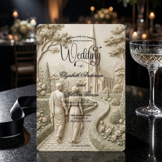 Classical Dark Academia Grecian Art Wedding 招待状