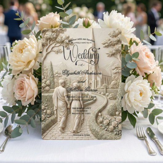 Classical Dark Academia Grecian Art Wedding 招待状