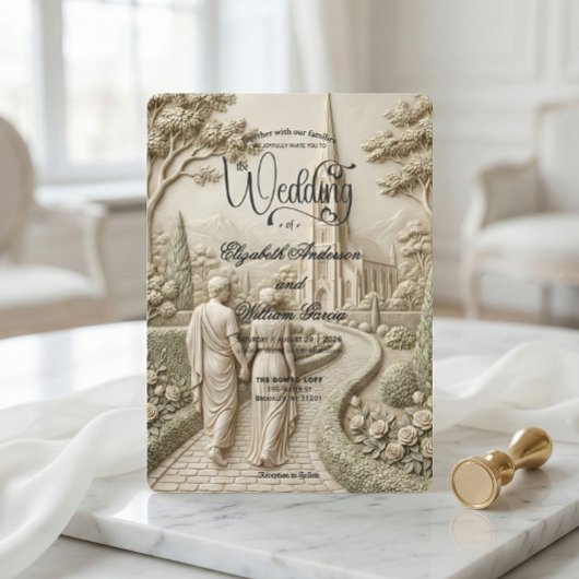 Classical Dark Academia Grecian Art Wedding 招待状